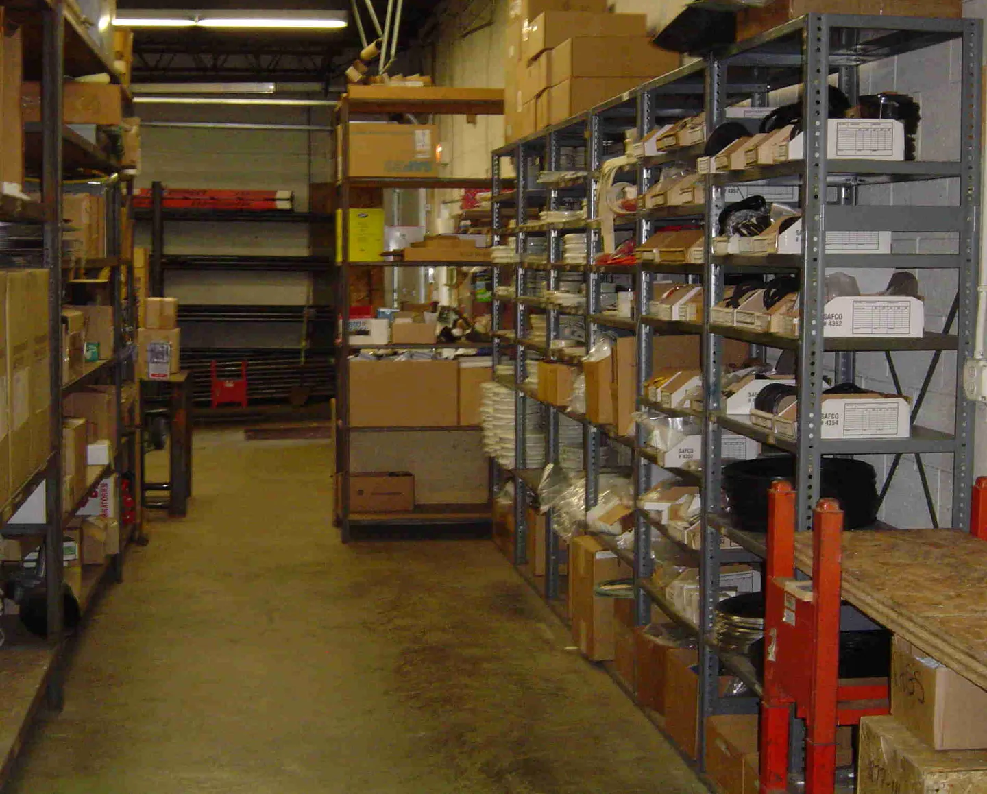 Inside the D. B. Johnsen warehouse — boiler parts stocked in Richfield, Ohio